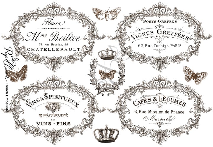 PRO1036 FRENCH SCROLL LABELS