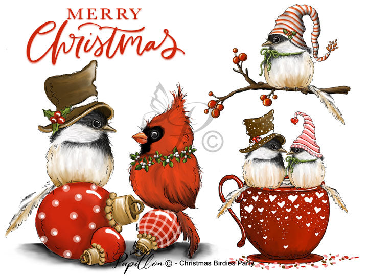 PRO1045 CHRISTMAS BIRDS WITH BAUBLE A4