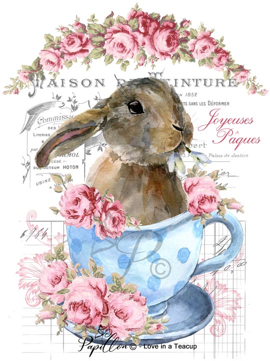 PRO1075 BUNNY IN TEACUP A4