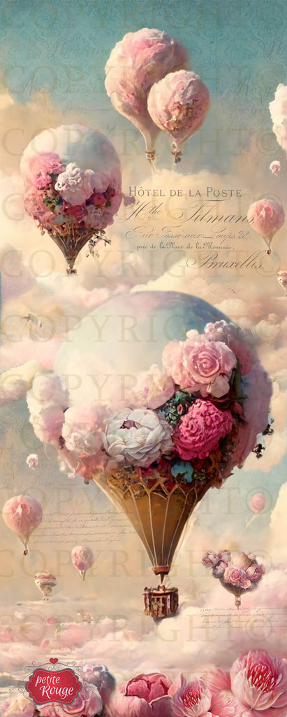DOOR DECOUPAGE PAPIER - Floral Hot Air Balloons PR-MDD038