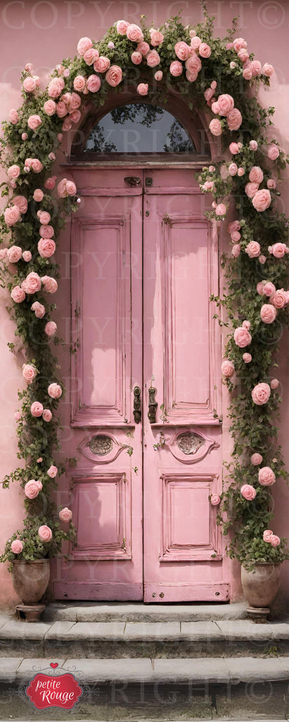 DOOR DECOUPAGE PAPER - PINK DOOR WITH PINK FLOWERS PR-MDD040