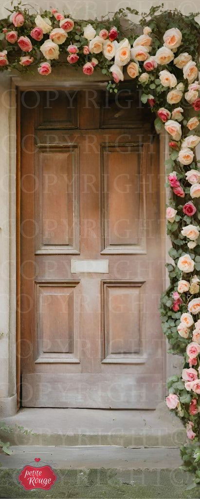 DOOR DECOUPAGE PAPER - WOODEN DOOR WITH FLOWERS PR-MDD041