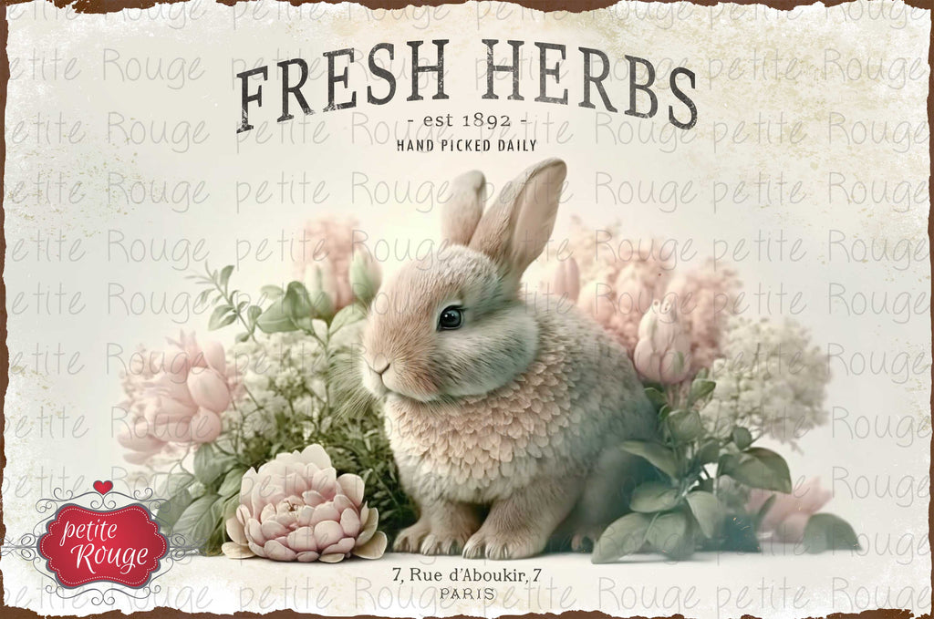 DECOUPAGE Papier (600x900mm) Fresh Herbs Bunny PR-PDM053