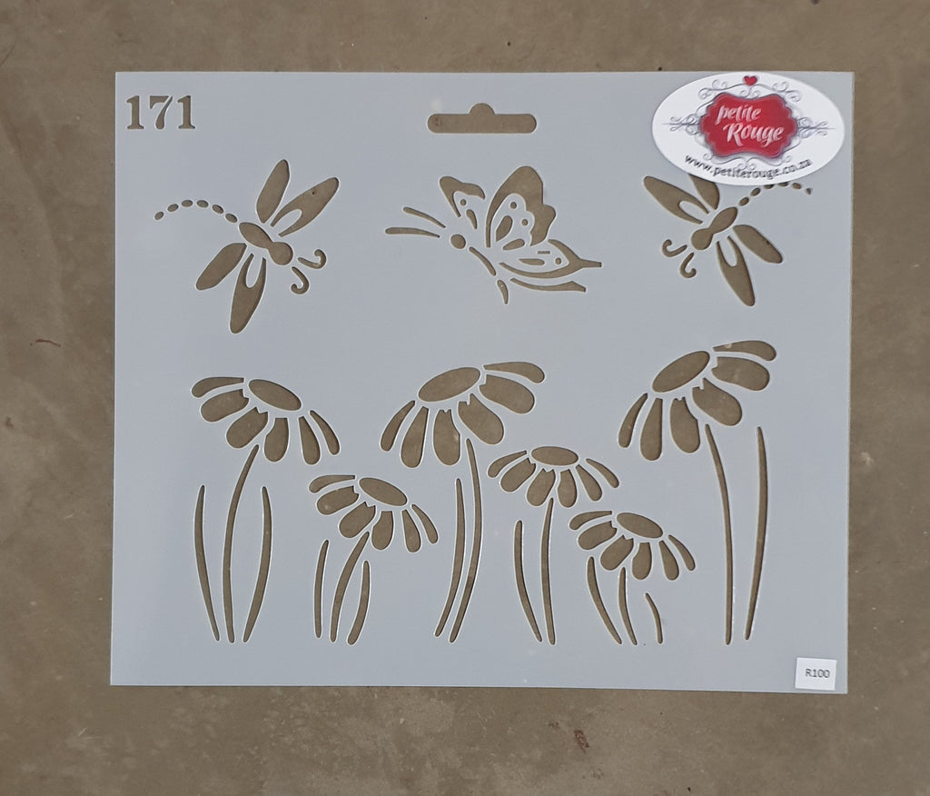 GARDEN STENCIL - Daisy with insects 171