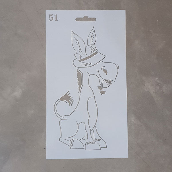 ANIMAL STENCIL - Donkey with Hat 51