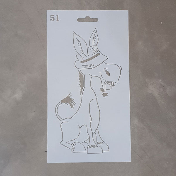 ANIMAL STENCIL - Donkey with Hat 51