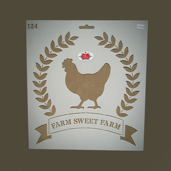 FARM STENCIL - Farm Sweet Farm Chicken 124