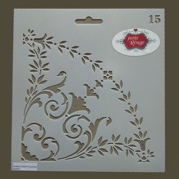 PATTERN STENCIL - Bluebell Wreath Quarter 15