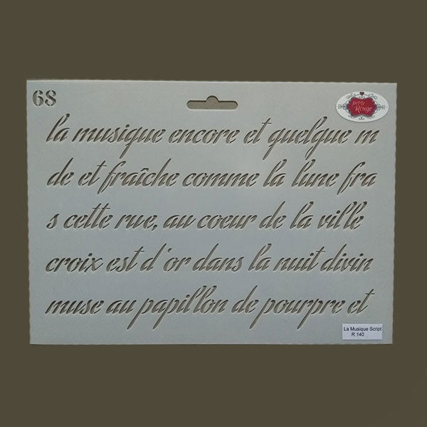 SCRIPT STENCIL - La Musique Script Small 68