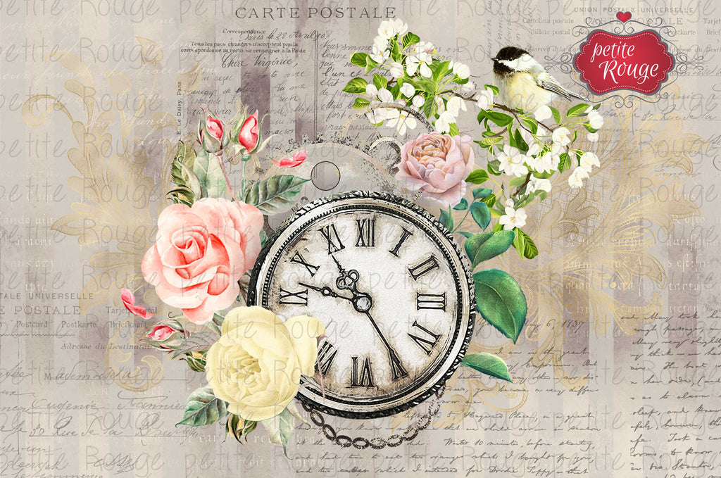 Papier de Meuble - Roses Clock (A5)