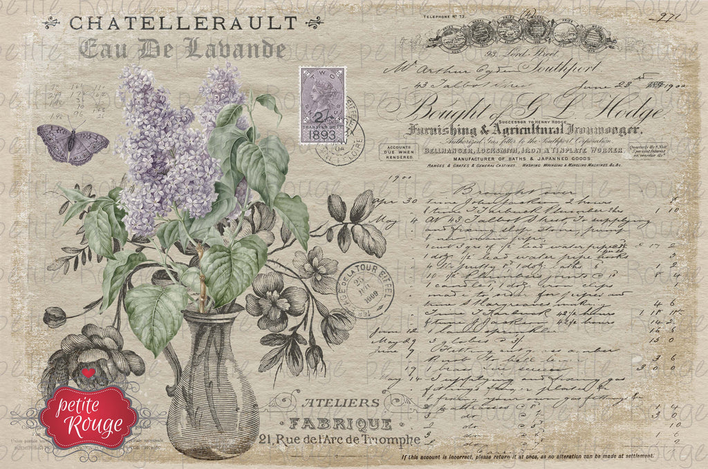 Papier de Meuble - Chatellerault Purple Flower (600x900mm) - PR-PDM036