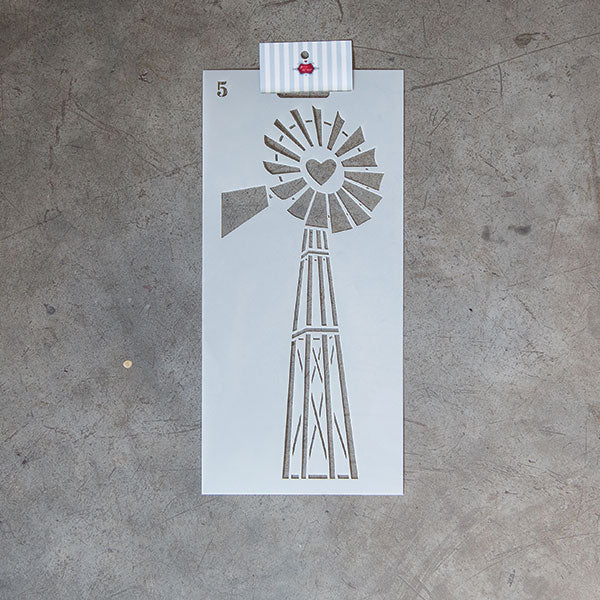 FARM STENCIL - Heart Windmill PR0014