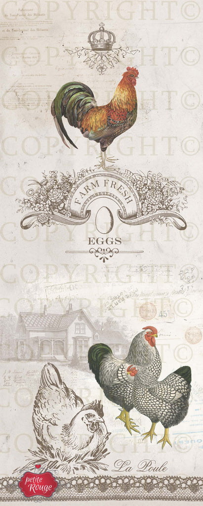 DOOR DECOUPAGE PAPIER - Farm Fresh Rooster PR-MDD019