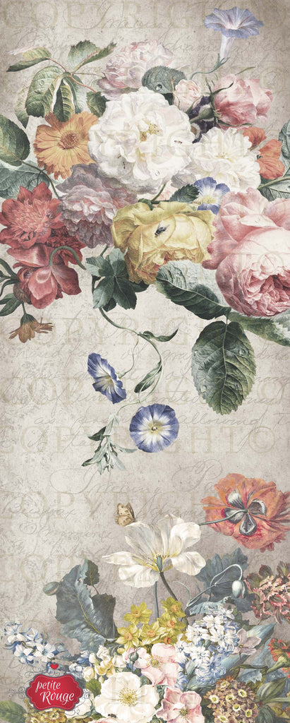 DOOR DECOUPAGE PAPIER - Colour florals on cream background PR-MDD024