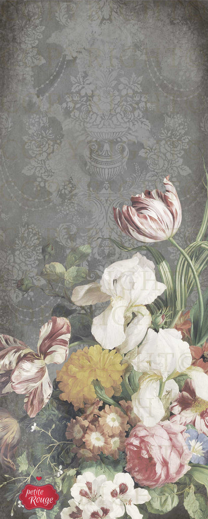 DOOR DECOUPAGE PAPIER - Victorian Floral on black background PR-MDD025