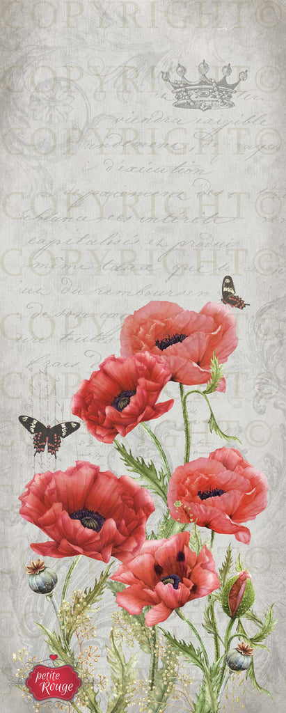 DOOR DECOUPAGE PAPIER - Red poppies with crown PR-MDD026