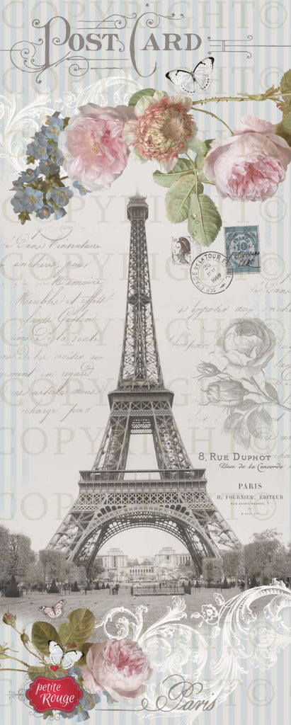 DOOR DECOUPAGE PAPIER - Eiffel Tower Post Card PR-MDD030