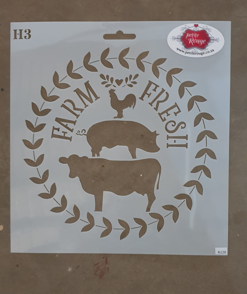 FARM STENCIL - Farm Animal Trio Wreath Stencil H3