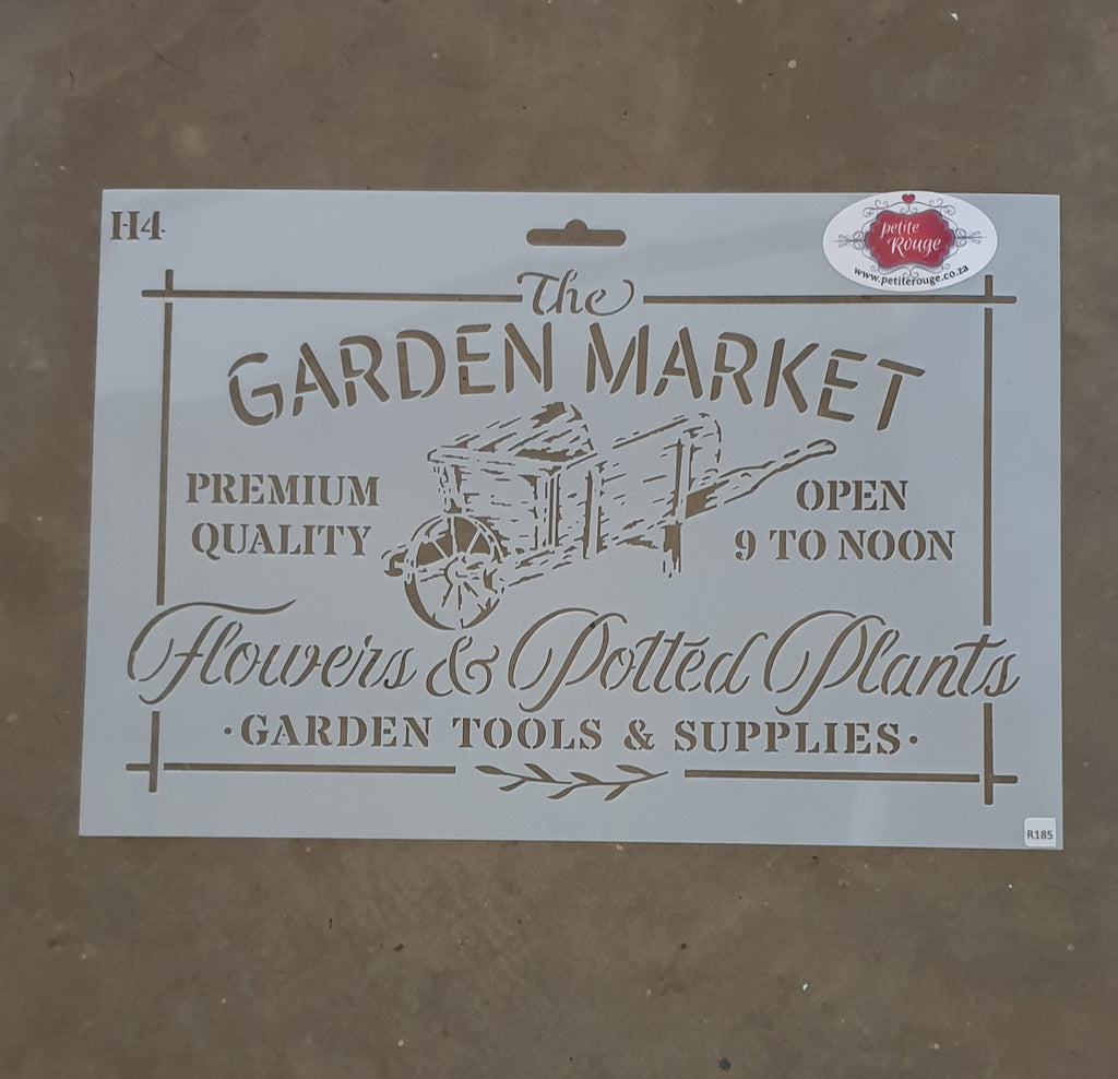 The Garden Market Sign Stencil H4 - 385 x 280
